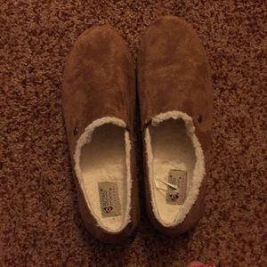 Fleece lined suede slip ones